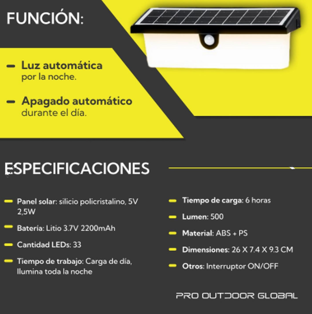 Pack 4 Aplique Solar Rectangular