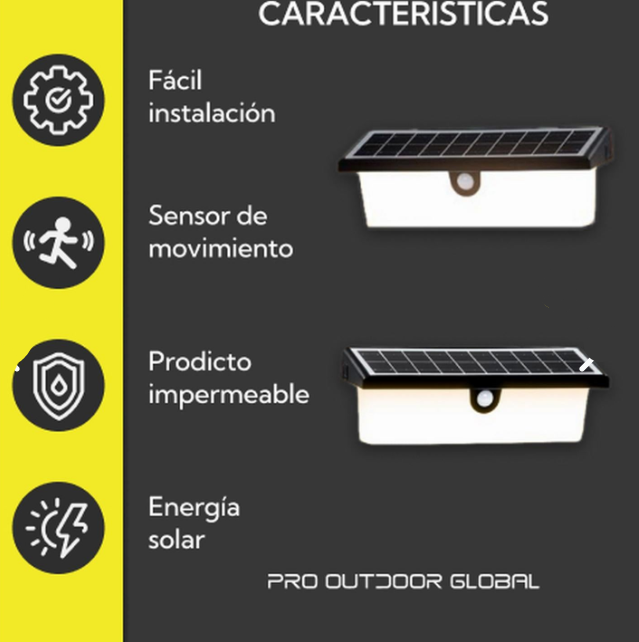 Pack 4 Aplique Solar Rectangular