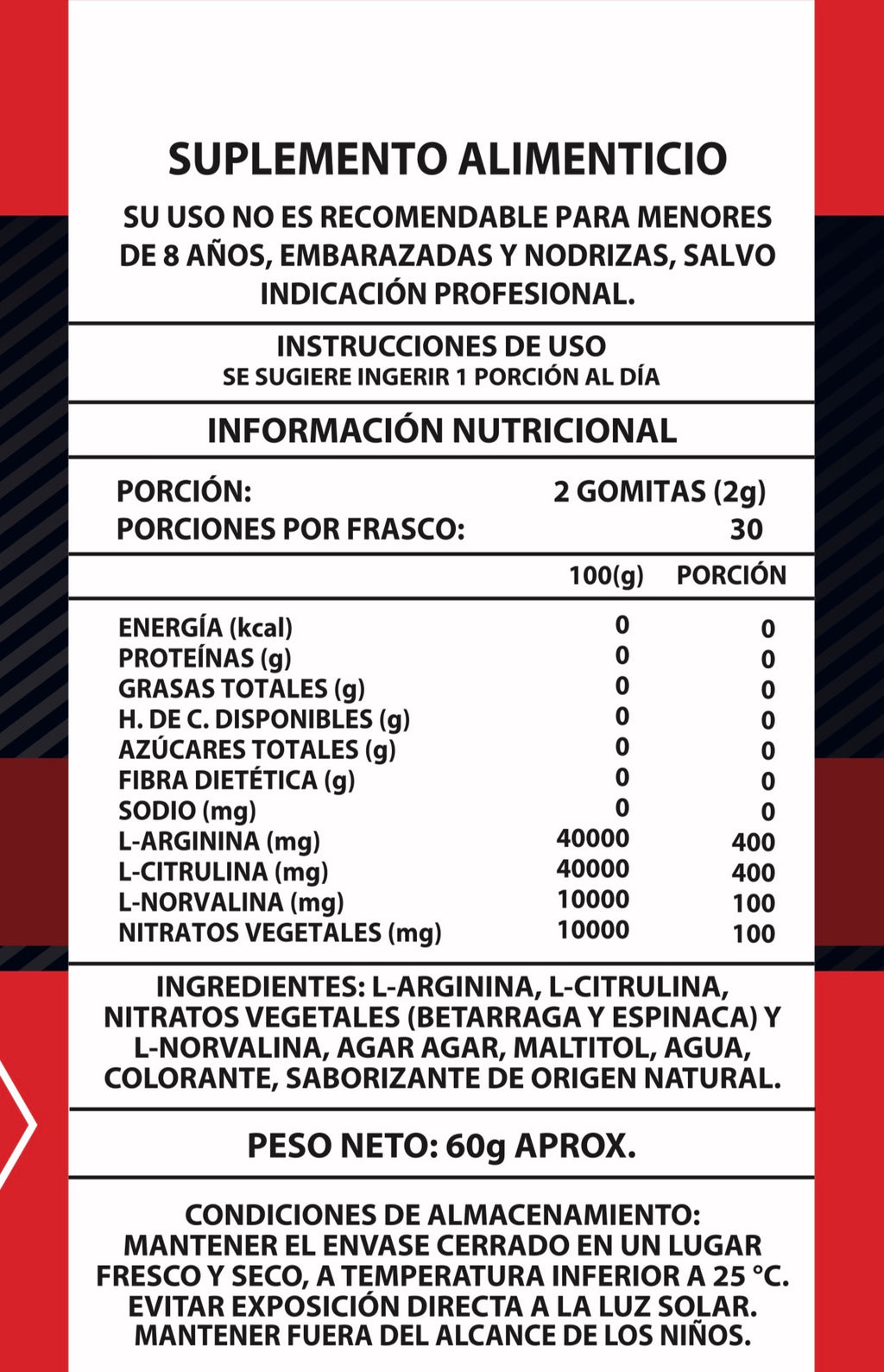GOMITAS OXIDO NITRICO más energía, mejor rendimiento y mayor bombeo muscular